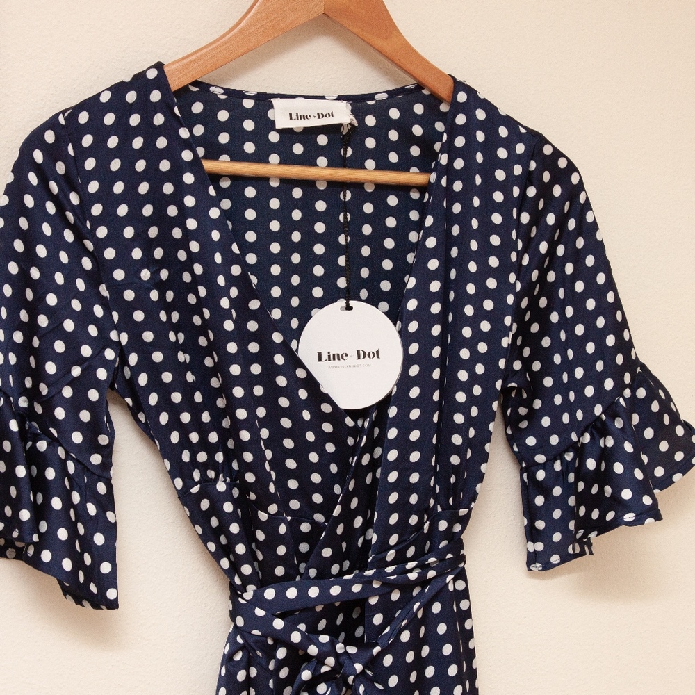 Line & Dot Wrap Dress - Picture 2 of 8